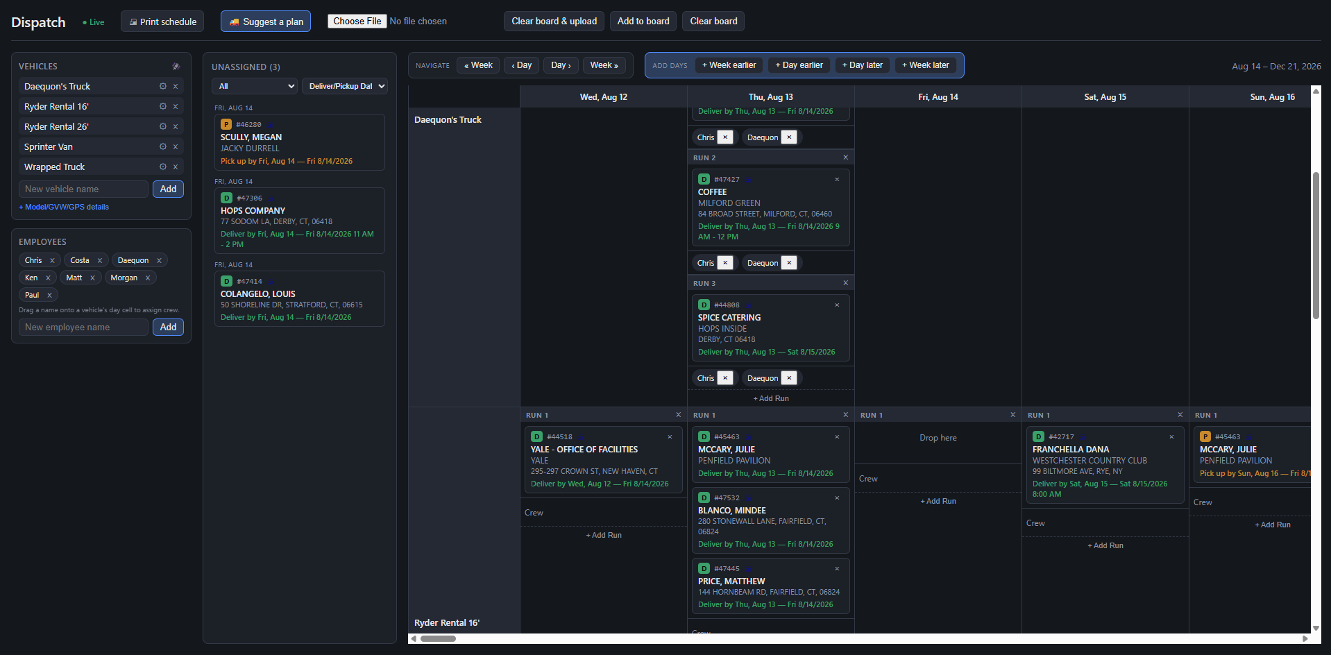 Dispatch board